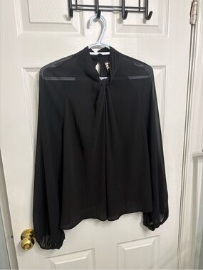 Reitmans Black twist detail Sheer Long-Sleeve Blouse
